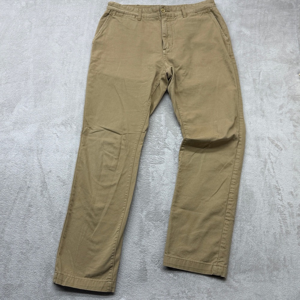 Taylor Stitch Foundation Pant Mens 33x30 Khaki Tan Slim Fit Organic Cotton Chino